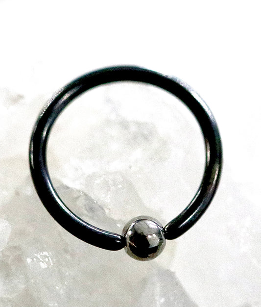 Niobium Captive Bead Ring Shiny Black